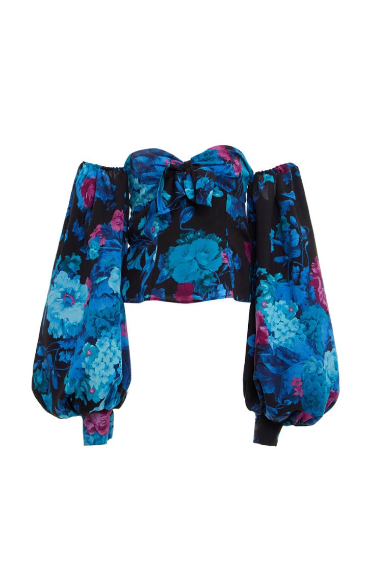 Moda Operandi Attico Off-the-shoulder Floral-print Cotton Top Size: 36