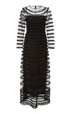Red Valentino Point D'esprit And Georgette Ruffle Dress