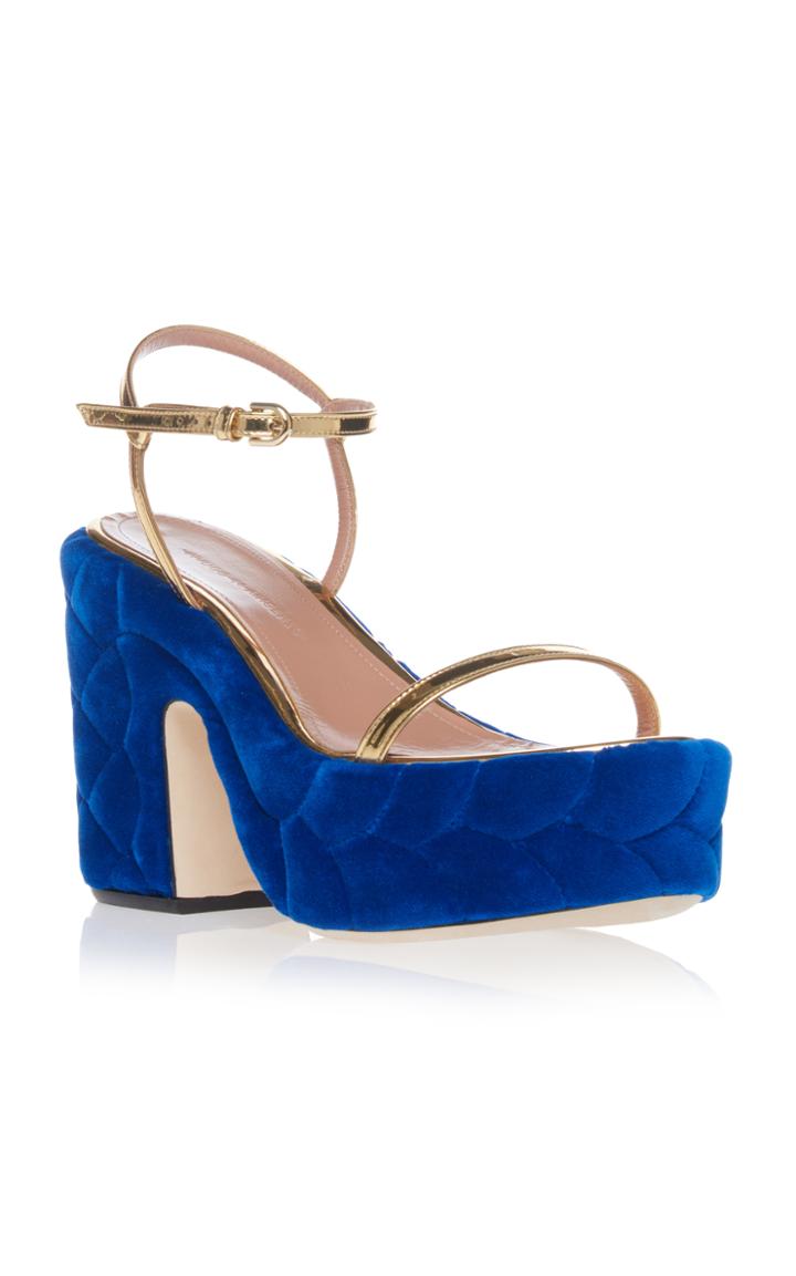 Marco De Vincenzo Braided Velvet Platform Sandal