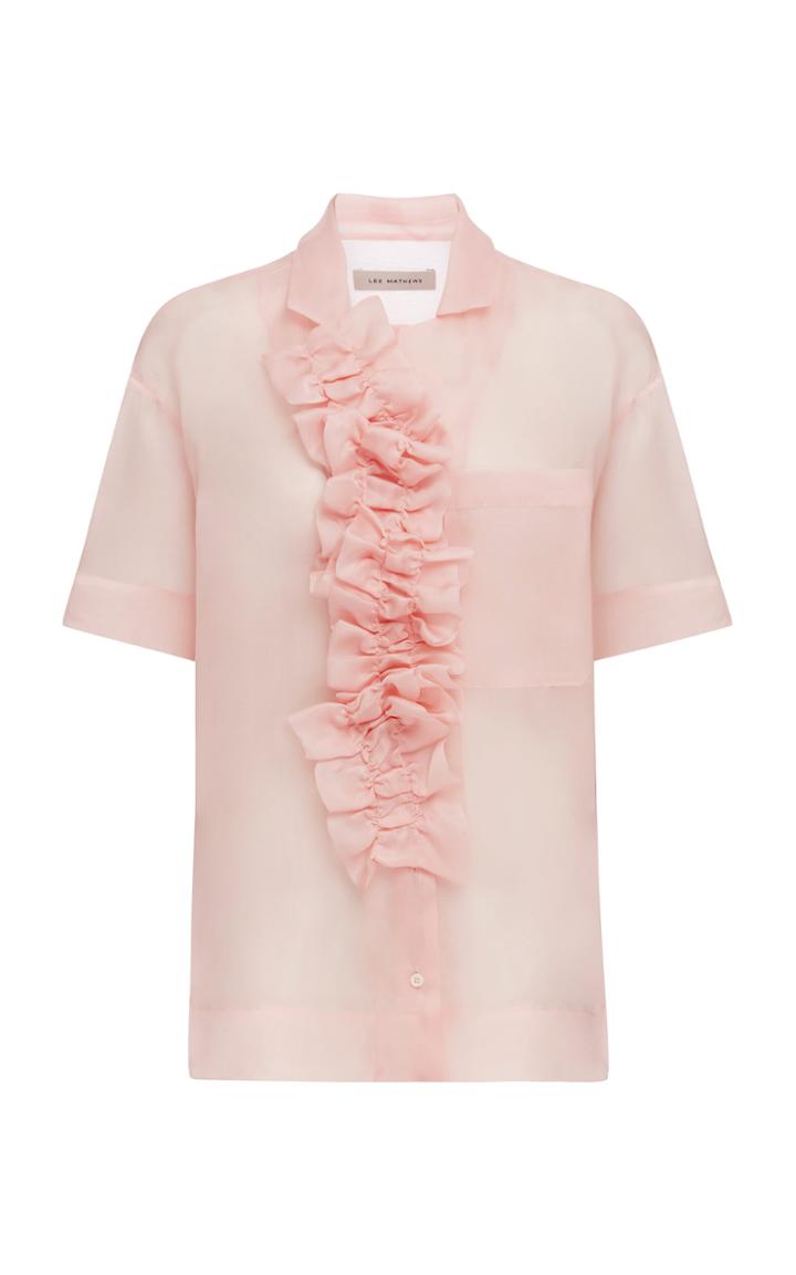 Lee Mathews Chloe Ruffle Front Silk Shirt