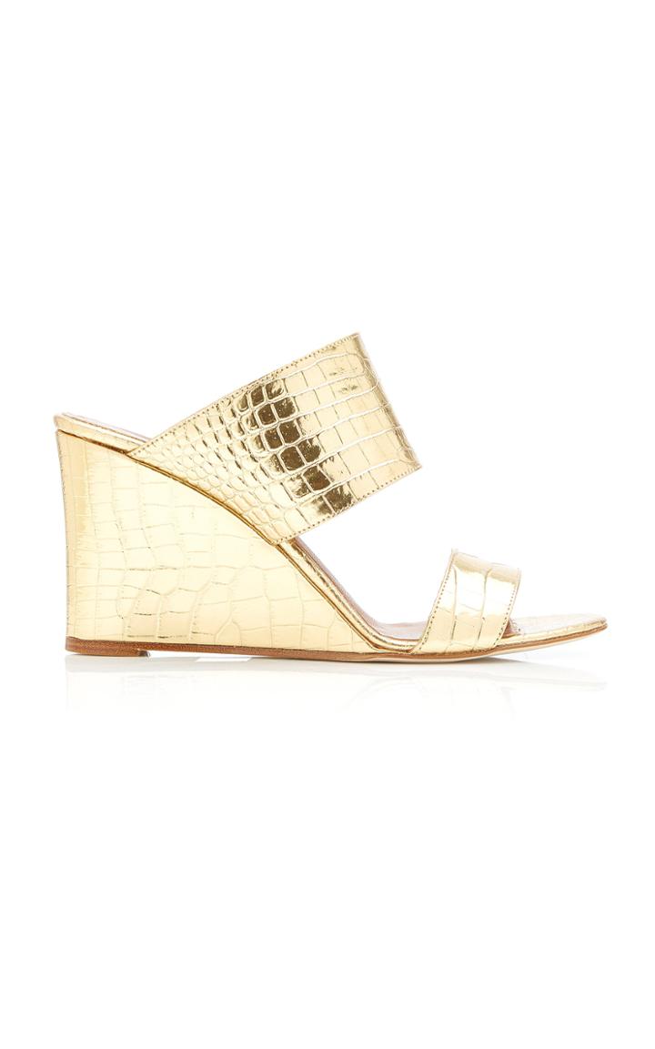 Paris Texas Metallic Croc-effect Leather Sandals
