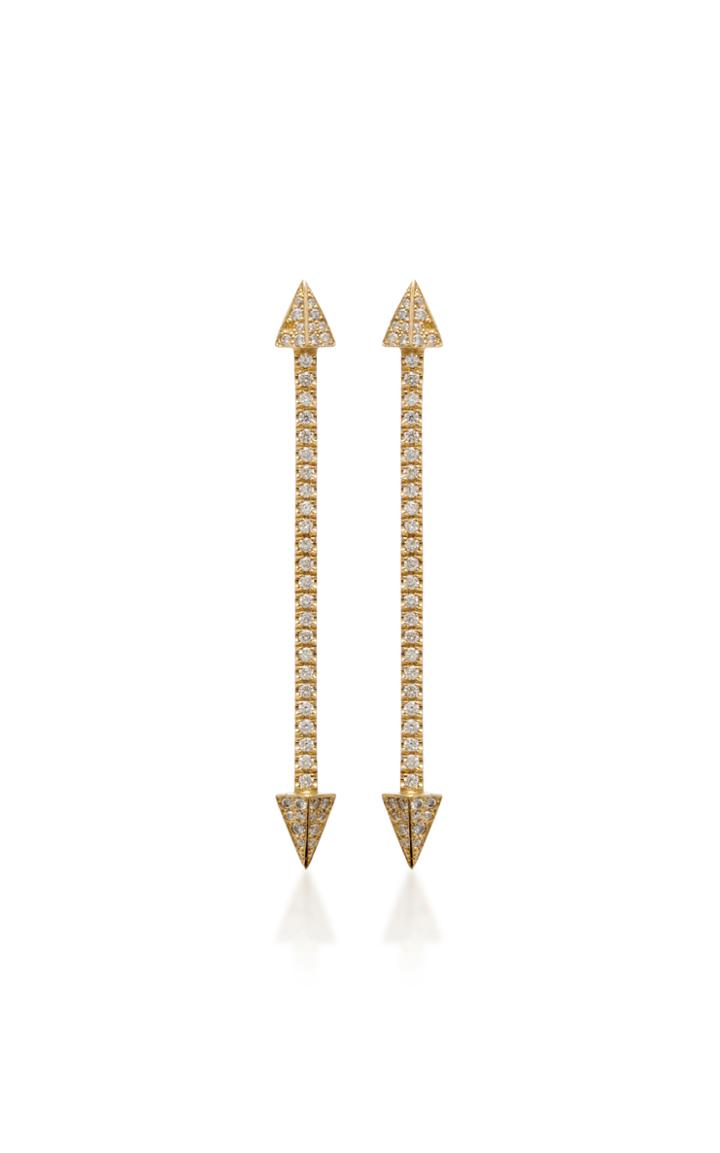 Established Long Arrow 18k Gold Diamond Earrings