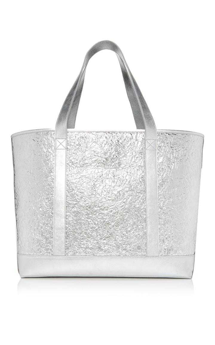 Montunas Silver Crinkle Tote