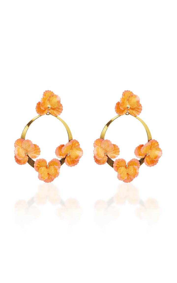 Jennifer Behr Voleta Floral Plated Hoop Earrings