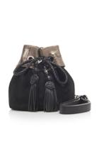 Alessandra Rich Leather Drawstring Bag With Lizard Detail