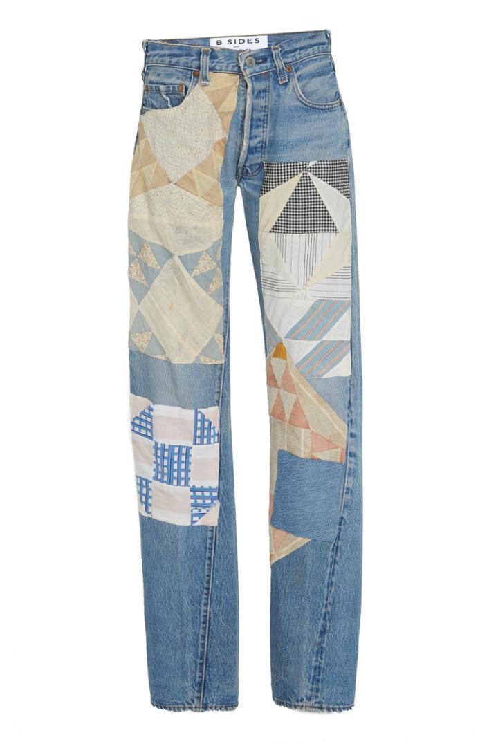 B Sides M'o Exclusive Mid-rise Patchwork Straight-leg Jeans