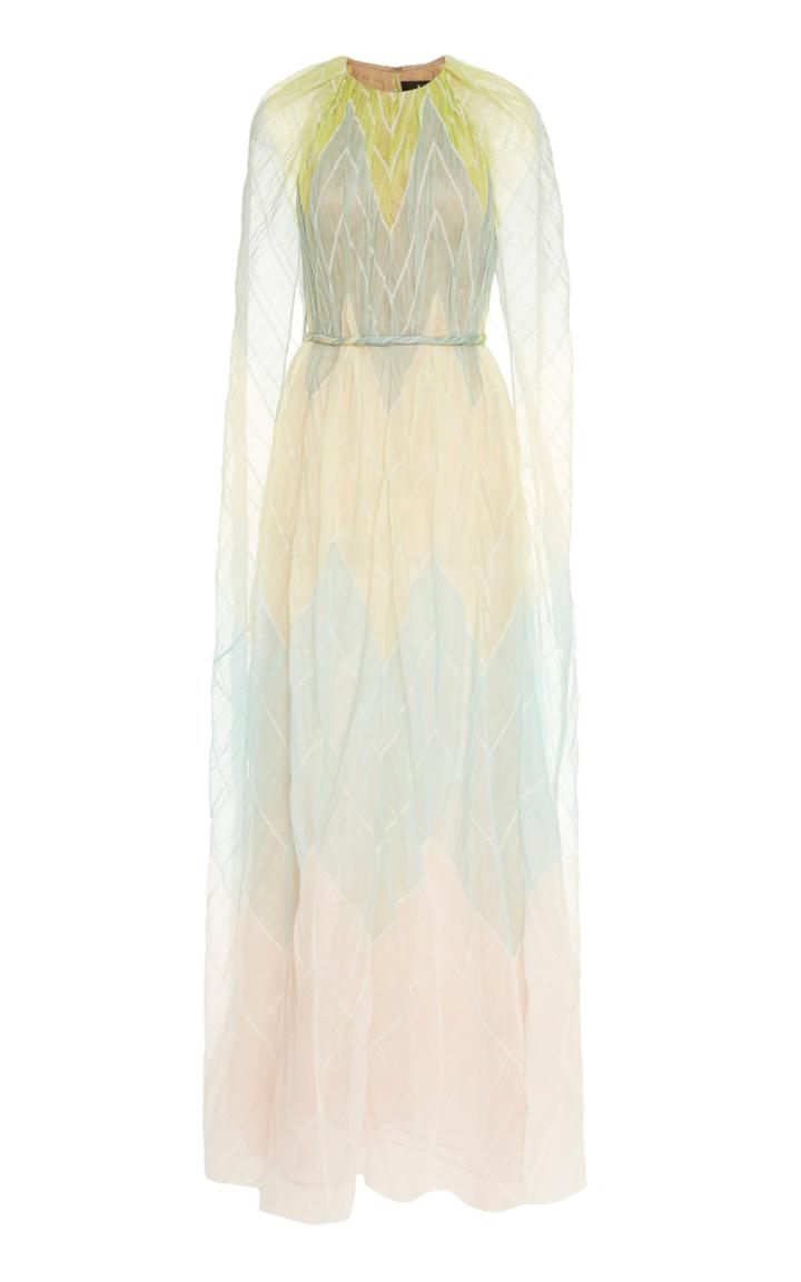 J. Mendel Geometric Silk Cape Gown