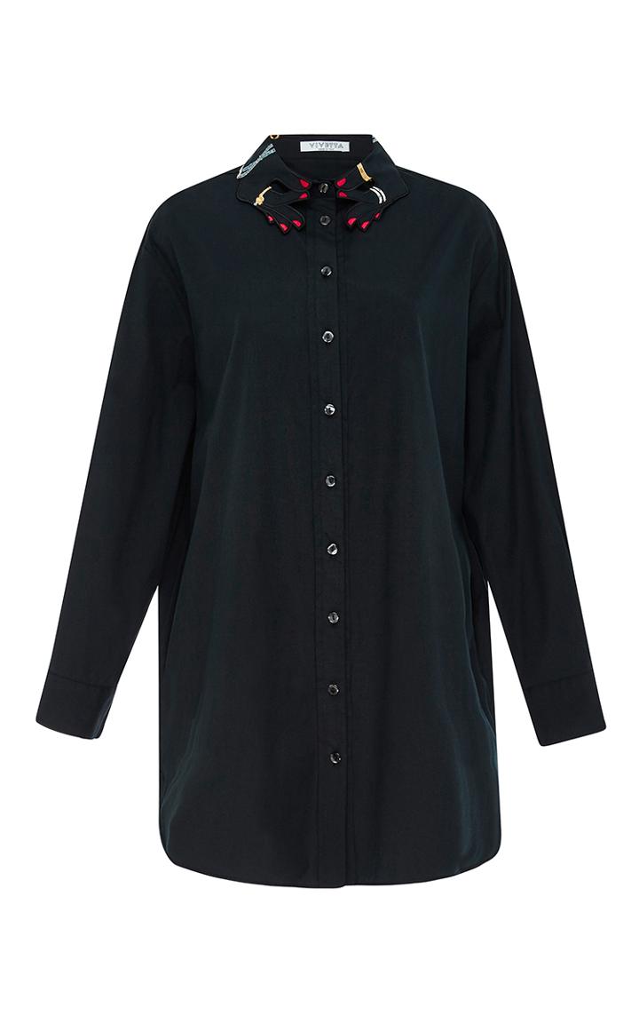 Vivetta Black Cotton Red Nail Collar Ungaretti Shirtdress