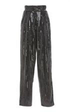 Balmain High-waisted Draped Pearl Sequin Pants