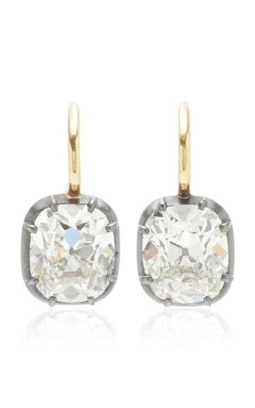 Moda Operandi Stephen Russell 18k Yellow Gold Antique Cushion Cut Diamond Earrings