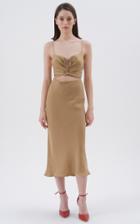 Moda Operandi Matriel Key Hole Linen Blend Midi Dress