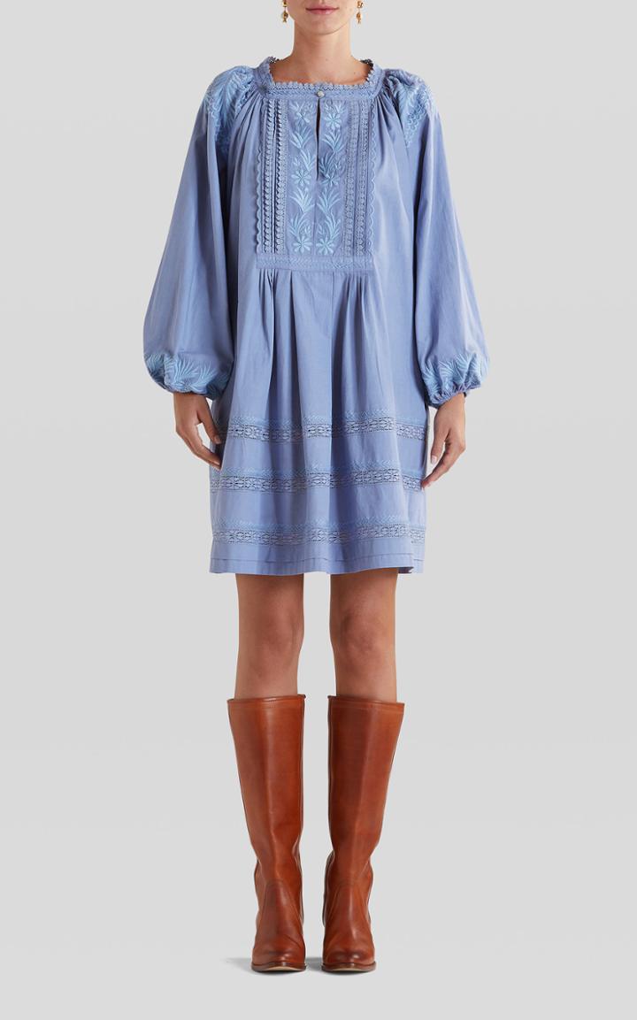 Moda Operandi Etro Puff-sleeve Embroidered Cotton Mini Dress