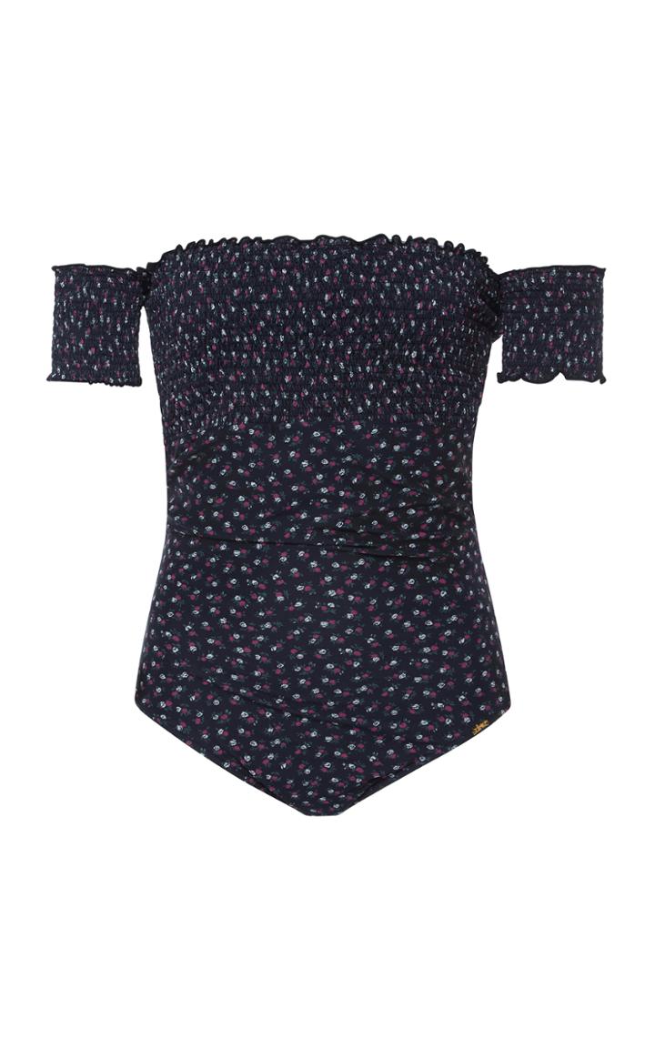 Salinas Isa Off The Shoulder Smocked One Piece Swimsuit