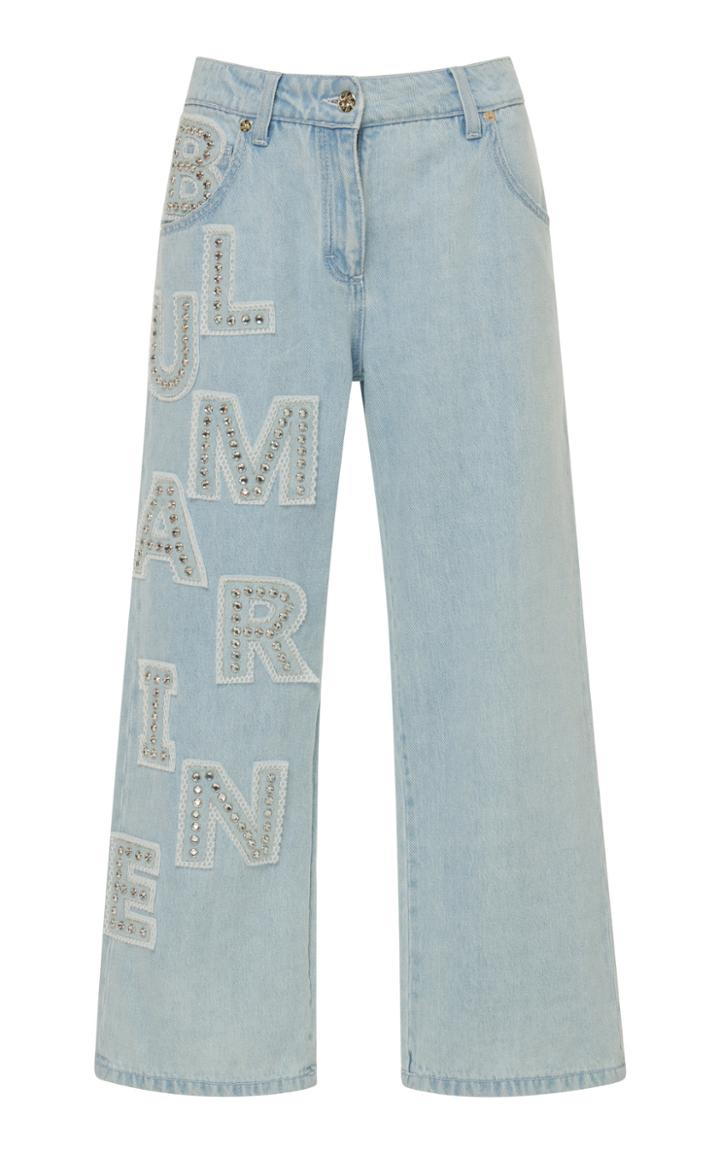 Blumarine Logo Mid-rise Crop Jeans