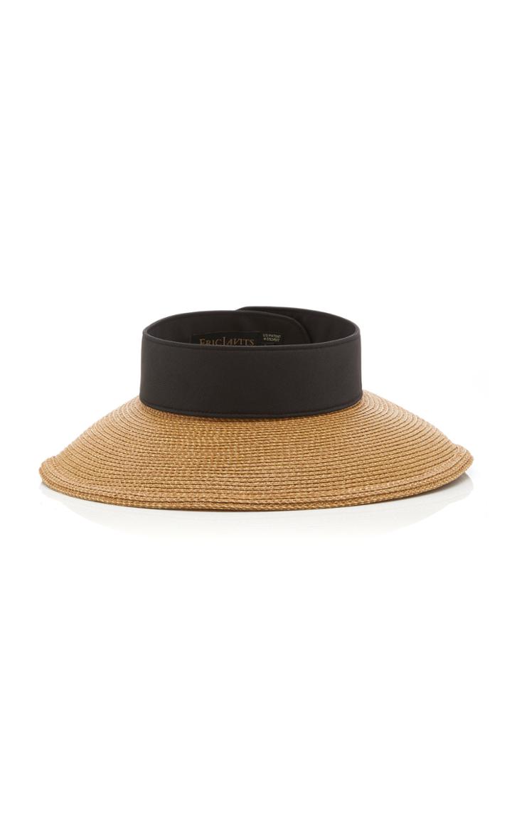 Eric Javits Squishee Grosgrain-trimmed Straw Visor