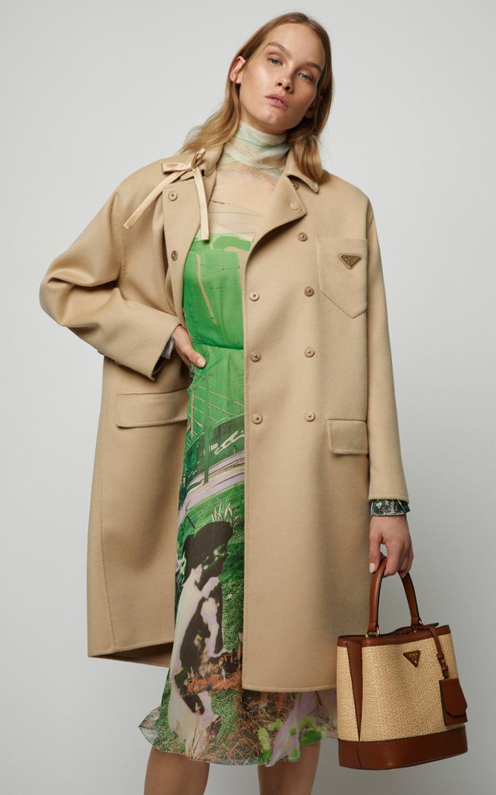 Prada Double Breasted Cashgora Coat