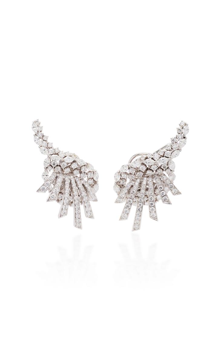 Moda Operandi Yeprem 18k White And Diamond Crawler Earrings