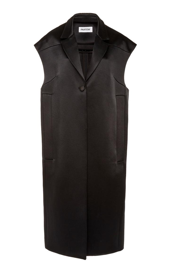 Partow Avery Sharkskin Collared Satin Vest