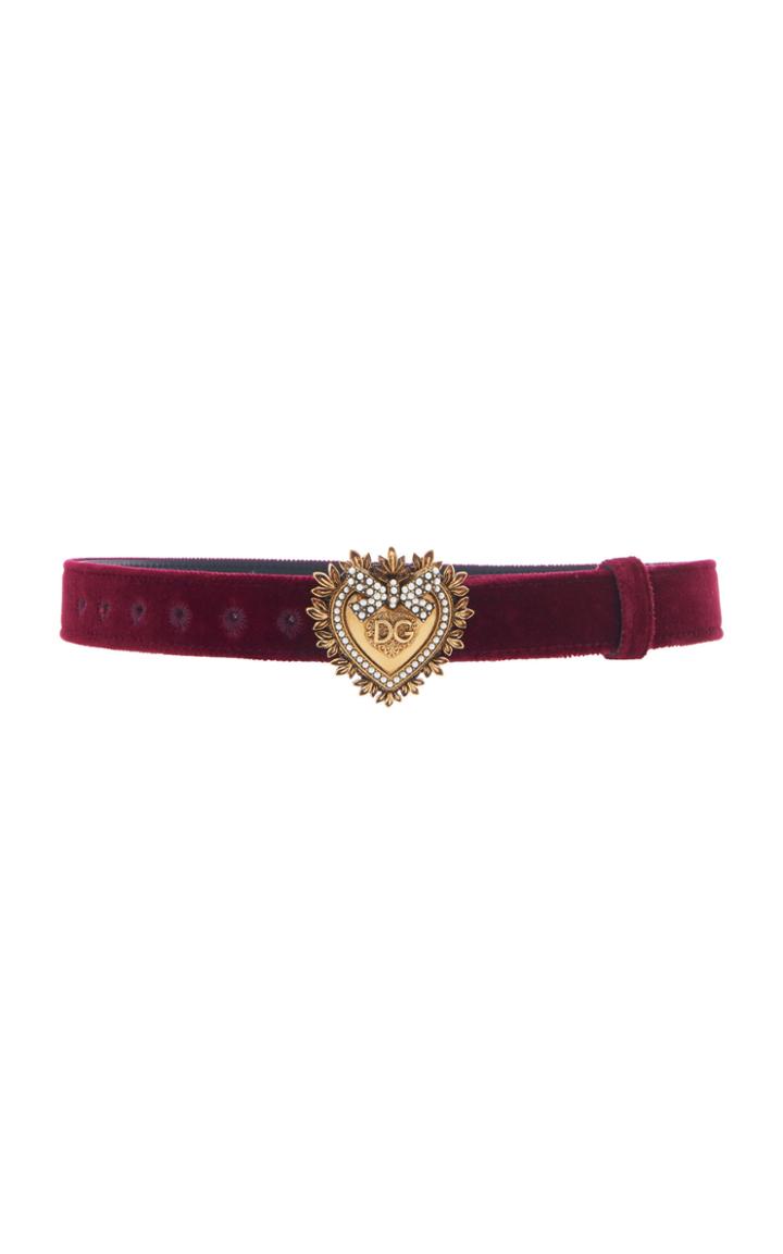 Dolce & Gabbana Embellished Gold-tone Velvet Belt