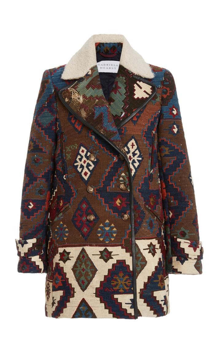 Moda Operandi Gabriela Hearst Dylan Cashmere Jacquard Double-breasted Peacoat
