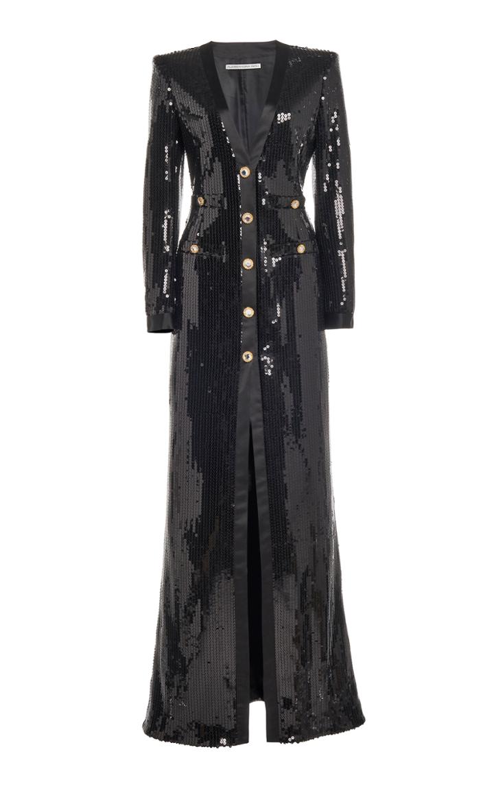 Moda Operandi Alessandra Rich V Neck Sequin Gown With Pockets