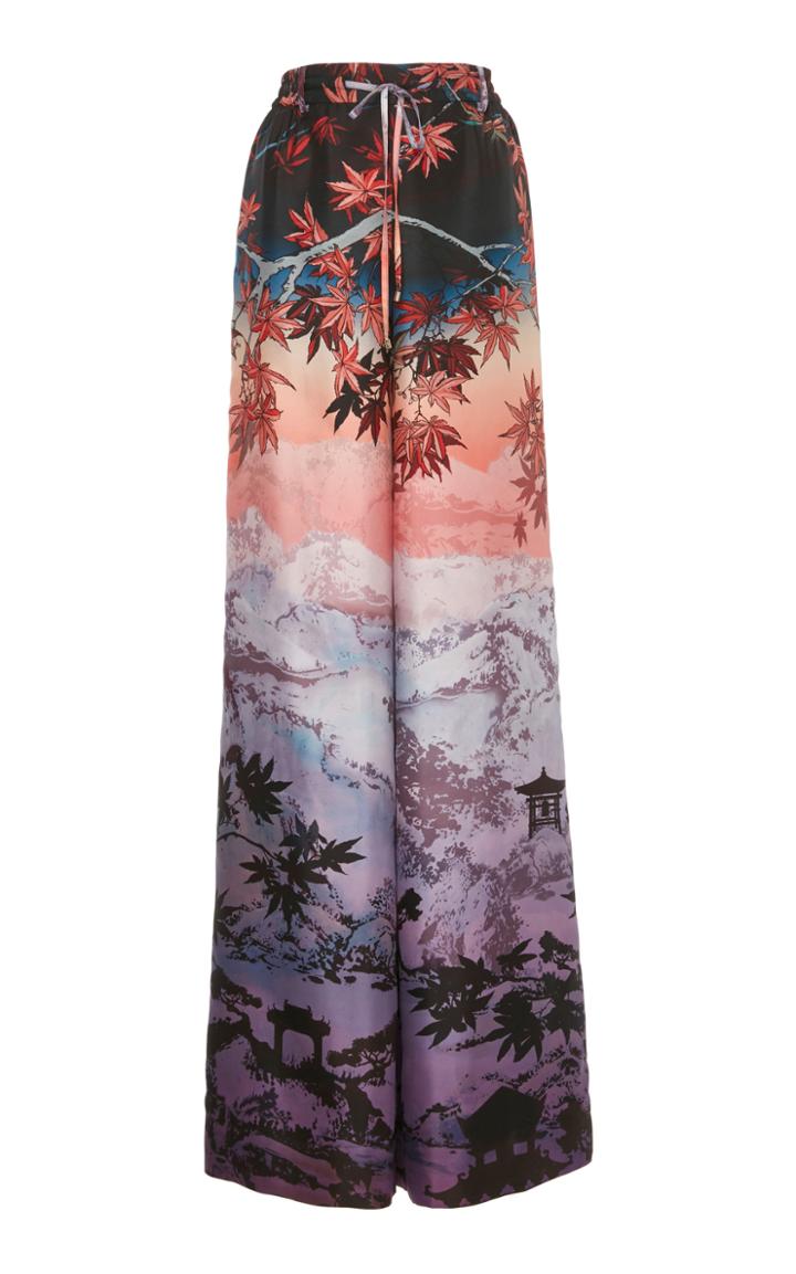 Zuhair Murad Printed Silk Twill Palazzo Pants