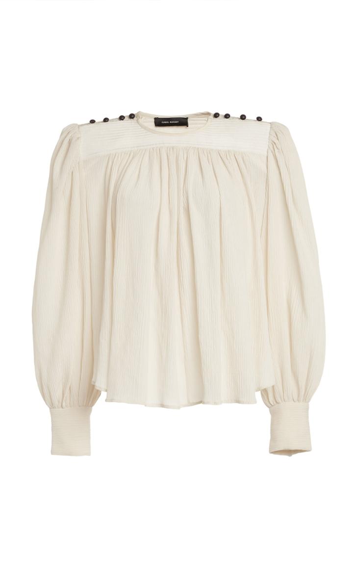 Moda Operandi Isabel Marant Dabney Pleated Cotton-silk Blouse