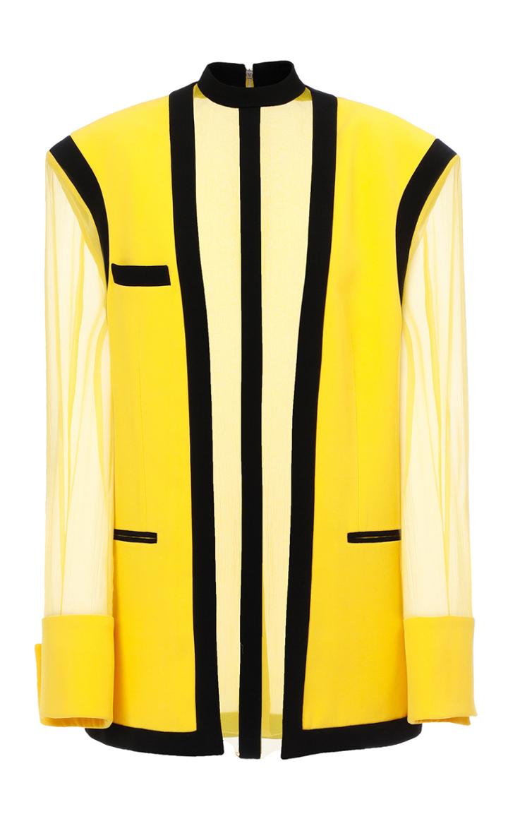 Moda Operandi Balmain Silk-chiffon-inset Crepe Jacket Size: 36