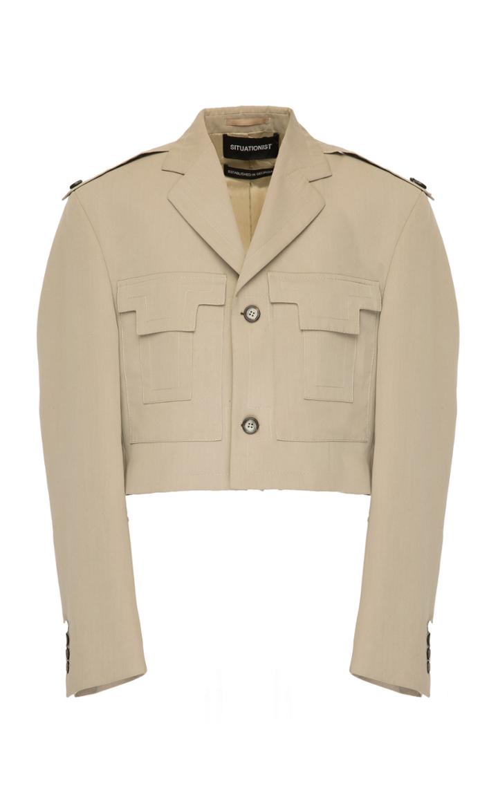 Situationist Military Style Cropped Cotton Jacket