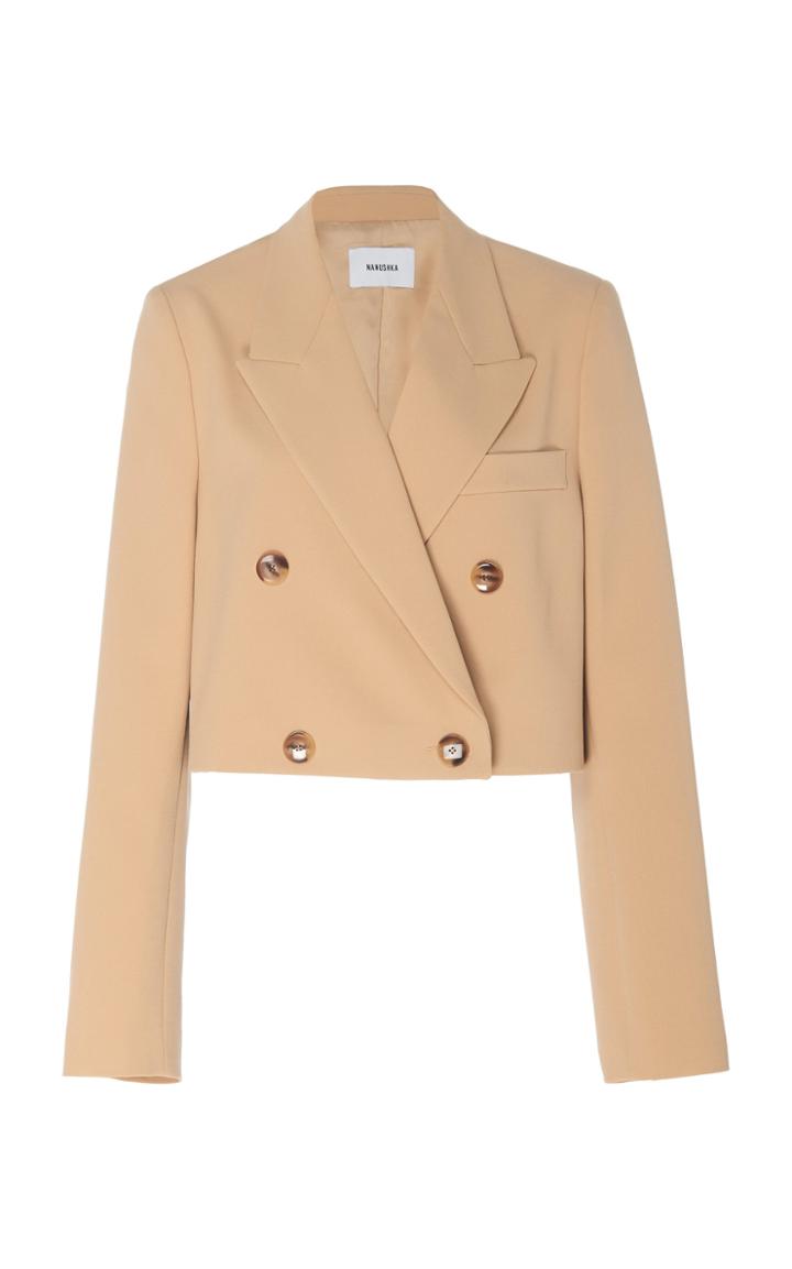 Nanushka Moscot Double-breasted Crepe Cropped Blazer