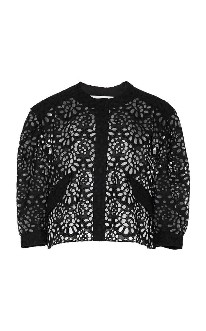 Carolina Herrera Cropped Broderie-anglaise Cotton Jacket