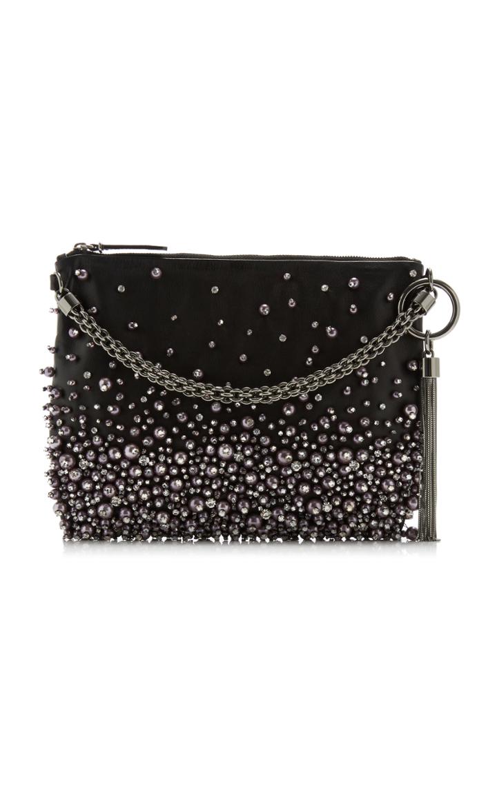 Jimmy Choo Callie Pearl-embellished Leather Clutch