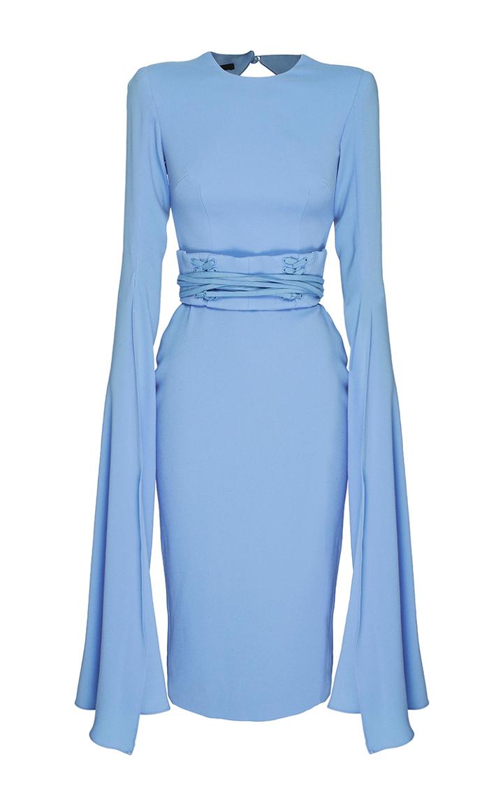 Alex Perry The Chloe Satin Crepe Long Sleeve Dress
