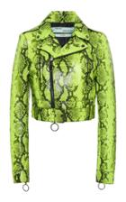 Off-white C/o Virgil Abloh Python Cropped Leather Biker Jacket