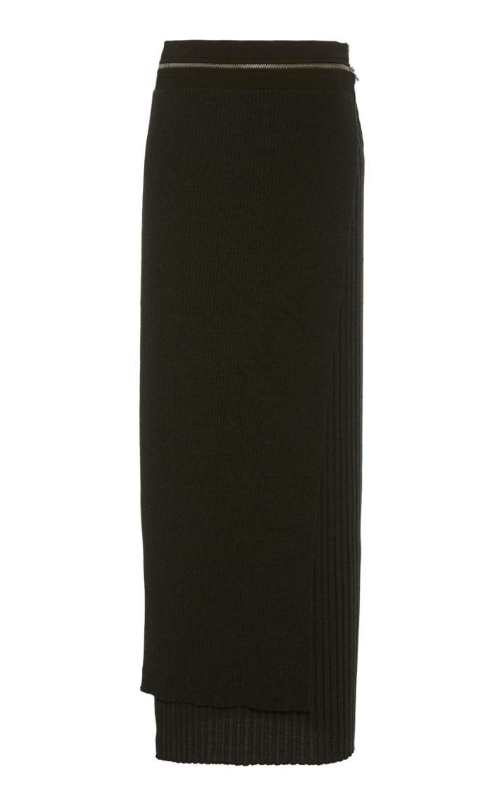 Moda Operandi Helmut Lang Asymmetric Layered Wool Skirt Size: Xs