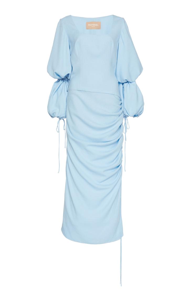 Matriel Asymmetrical Lantern Sleeve Midi Dress