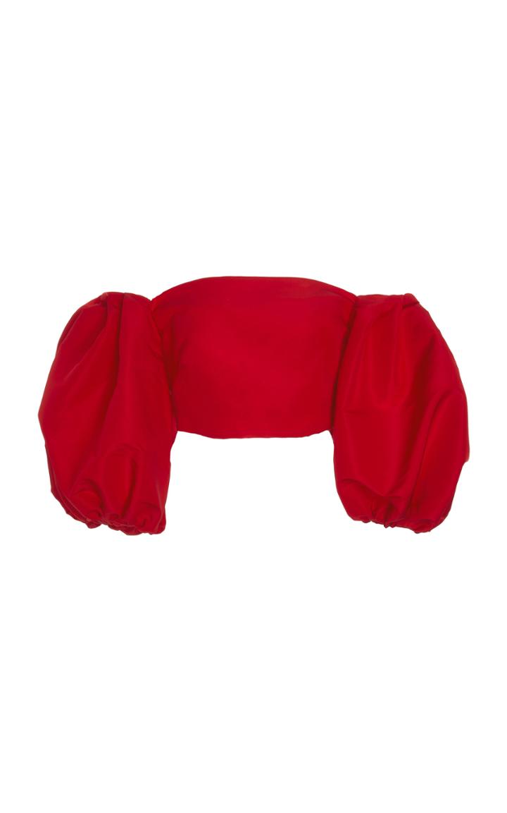 Monique Lhuillier Cropped Silk-faille Top