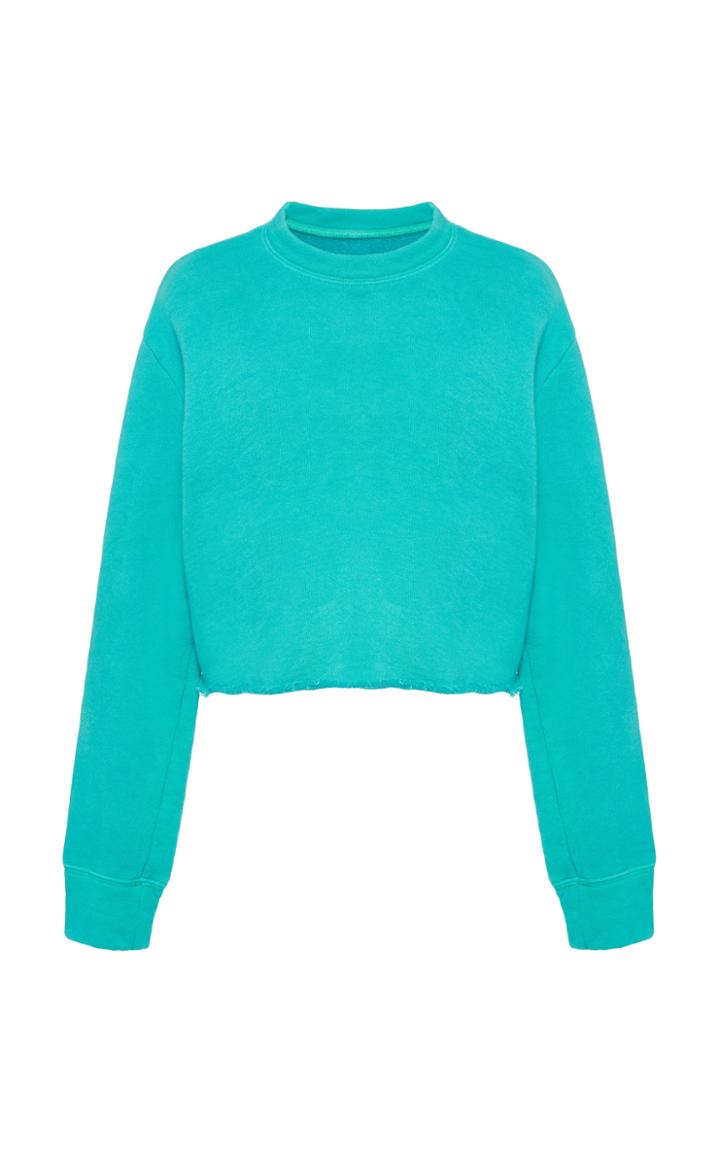 The Elder Statesman Cotton Fleece Raw Cropped Sweatshirt