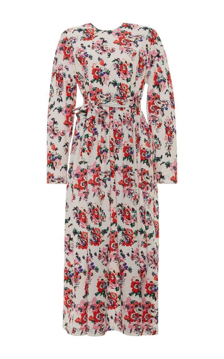 Msgm Long Sleeve Floral Maxi Dress