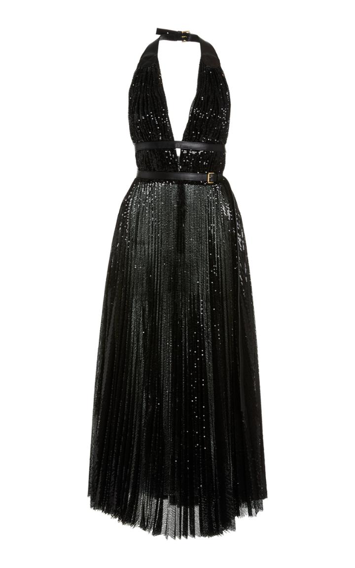 Moda Operandi Michael Kors Collection Linear Belted Sequined Tulle Dress