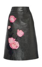Prada Leather Flower Midi Skirt