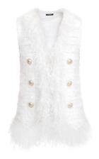 Balmain Feather-trim Double-breasted Vest