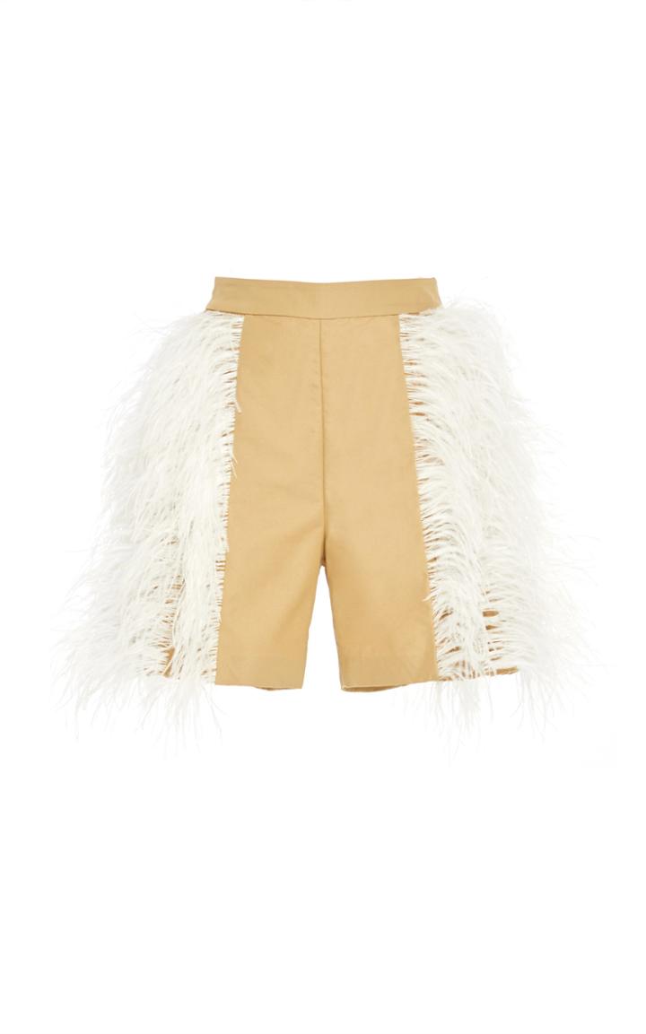 Huishan Zhang Chocolate Feather Shorts
