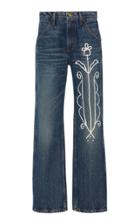 B Sides Georgia Embroidered High-rise Straight-leg Jeans