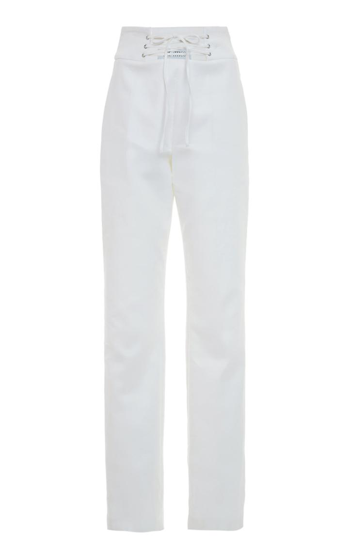 Moda Operandi Attico Lace-up Cotton-blend Straight Leg Pants Size: 42