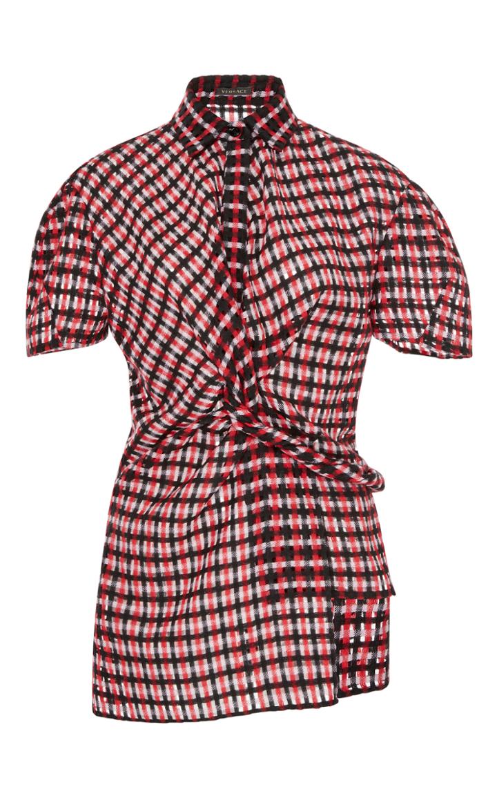 Versace Gathered Short Sleeve Shirt