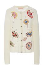 Tory Burch Fan-appliqud Embellished Ponte Cardigan