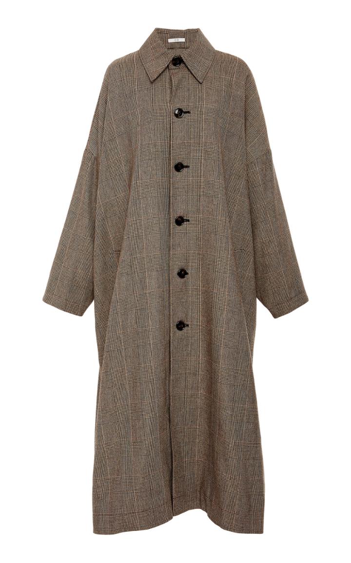 Co Glen Check Shirred Over Coat