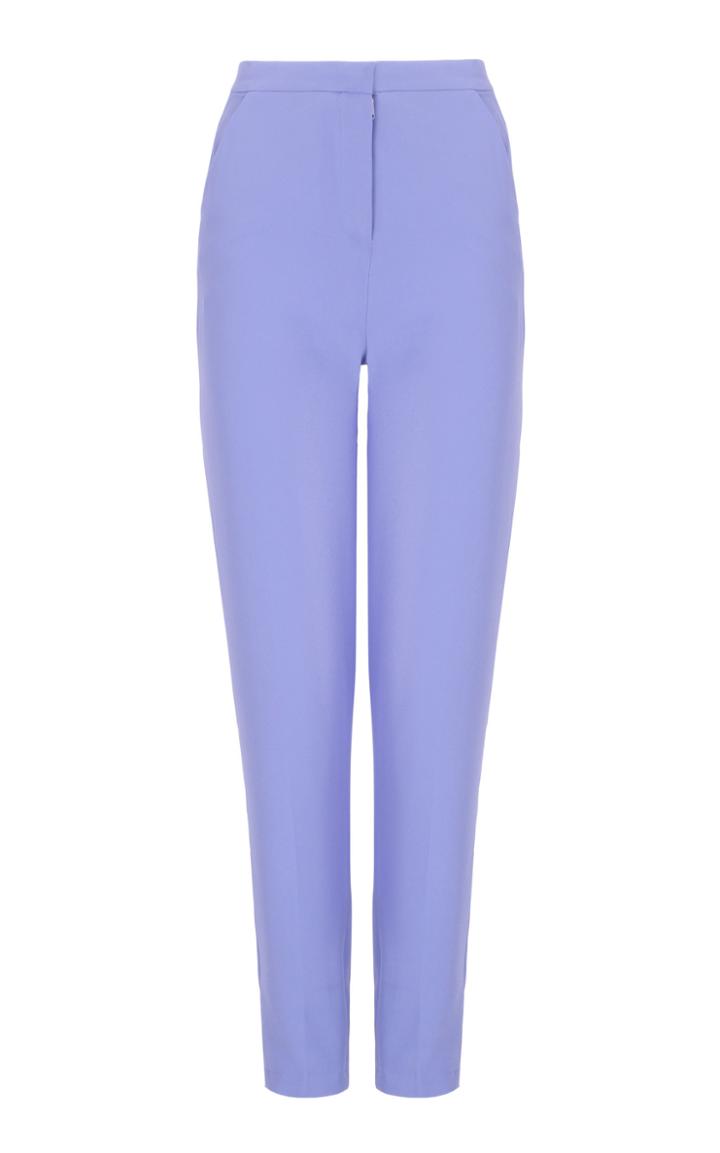Amal Al Mulla Blue Crepe Fitted Crop Pants