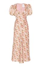 Markarian Titian Floral Satin Bias Dress With Open Back